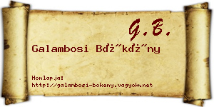 Galambosi Bökény névjegykártya